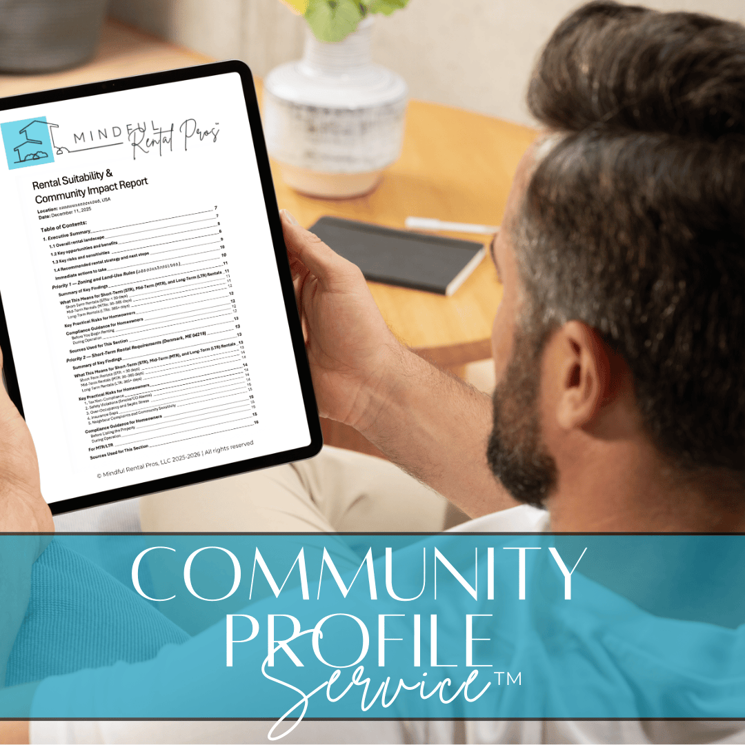 Mindful Rental Pros Consultative Service The MRP Community Profile Service Short Term Rental Long Term Rental