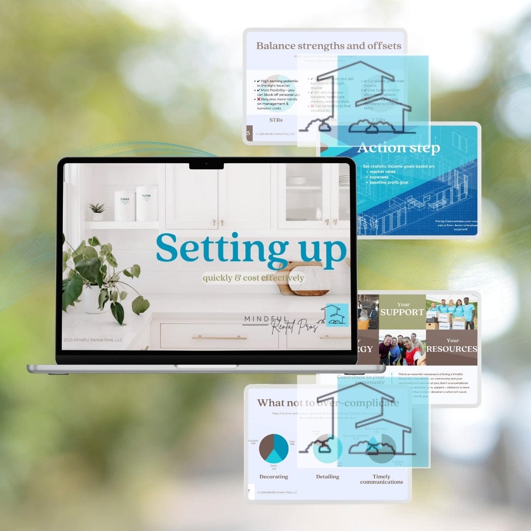 Mindful Rental Pros Online Course The MRP Jumpstart 4-Part Video Masterclass with Customized Tool Kit Short Term Rental Long Term Rental
